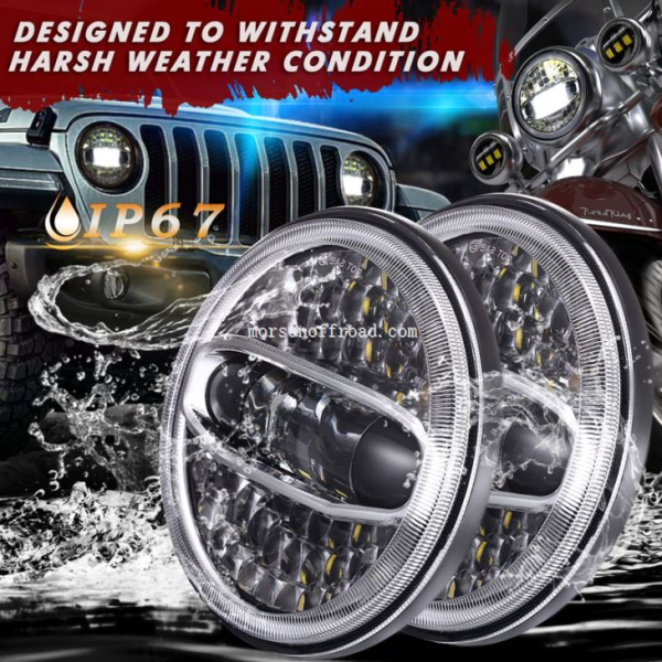 7 “Pennawd dan arweiniad gyda Halo Trosi Ar gyfer Harley ac Ar gyfer Jeep Wrangler JK