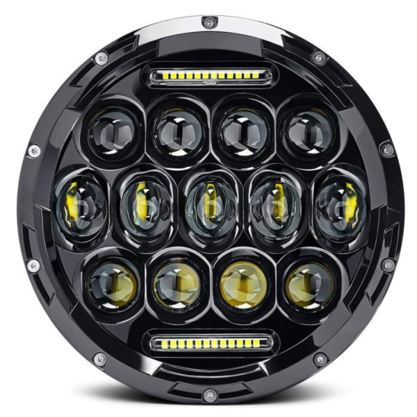 Bylbiau Pennawd LED Rownd Inch 75W 7 Prif oleuadau LED Modur Modur LED DRL Gyrru Pennawd Golau Ar gyfer Jeep Harley Davidson