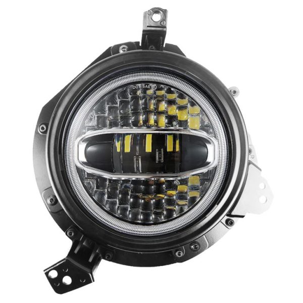 Affeithwyr JL Headlight Braced 7 Inch Headlight Alwminiwm Mowntio 100% yn Ffit i Jeep JL 2018-19