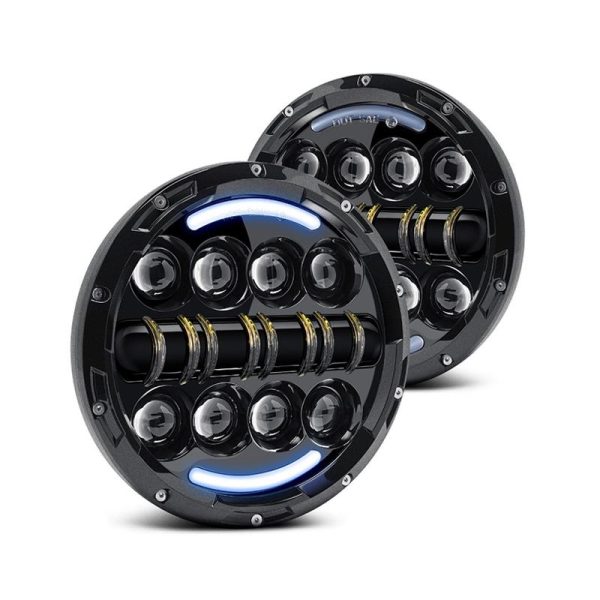 Ledlight 7 Inch Wrangler Affeithwyr Headlight dan arweiniad beic modur