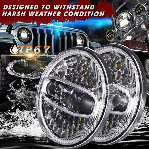 Gwerthu Poeth Newydd 7 Inch 108W LED Headlight Ar gyfer Affeithwyr Beiciau Modur Jeep Wrangler Jk Ar gyfer Harley